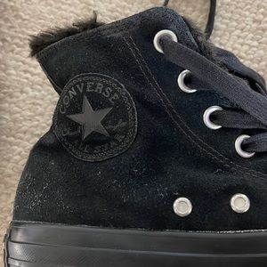 black fur lined converse
